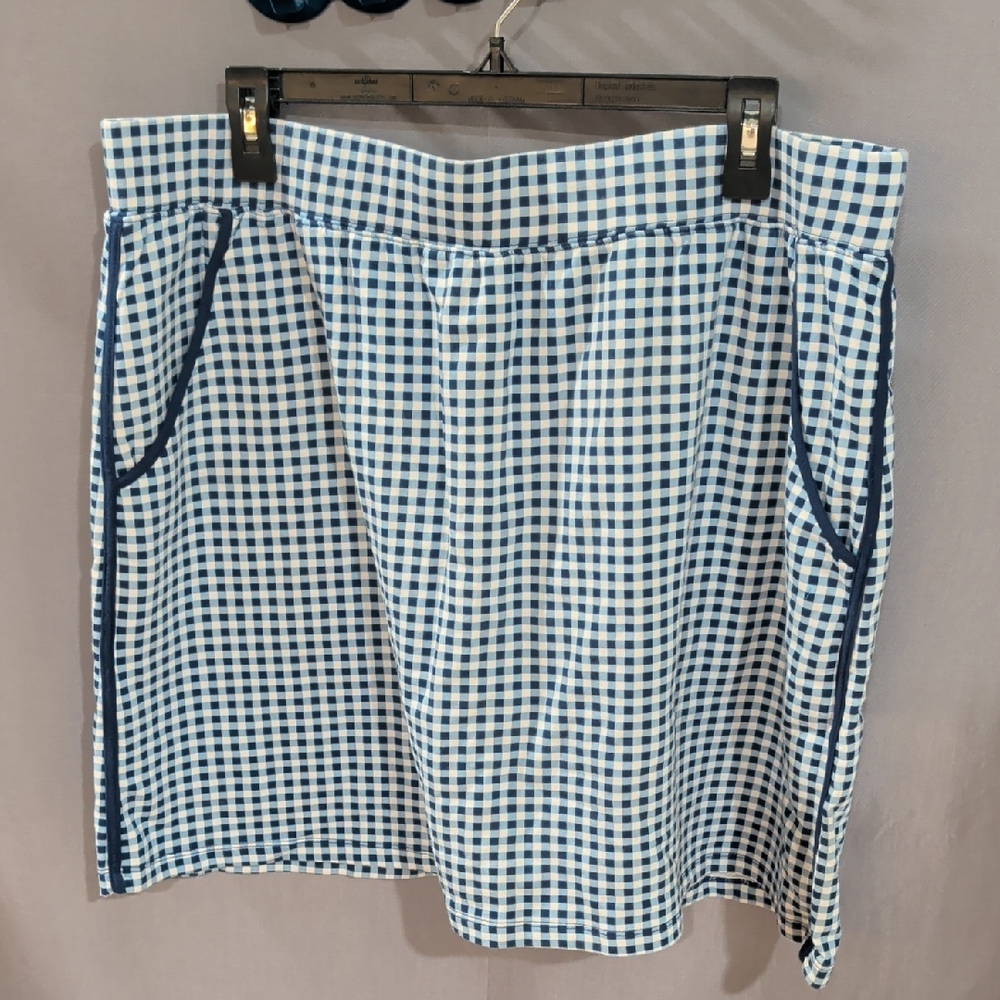 Blue and White Check Skirt XL